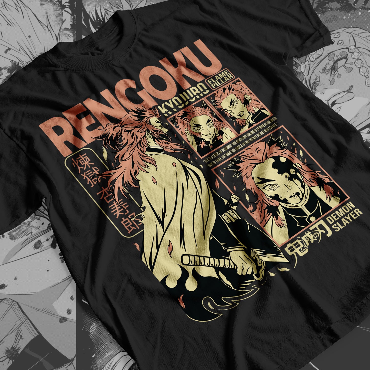 Demon Slayer - Kyojuro Rengoku 03 Premium Anime Design, High Quality DTF Print, 100% Cotton Shirt