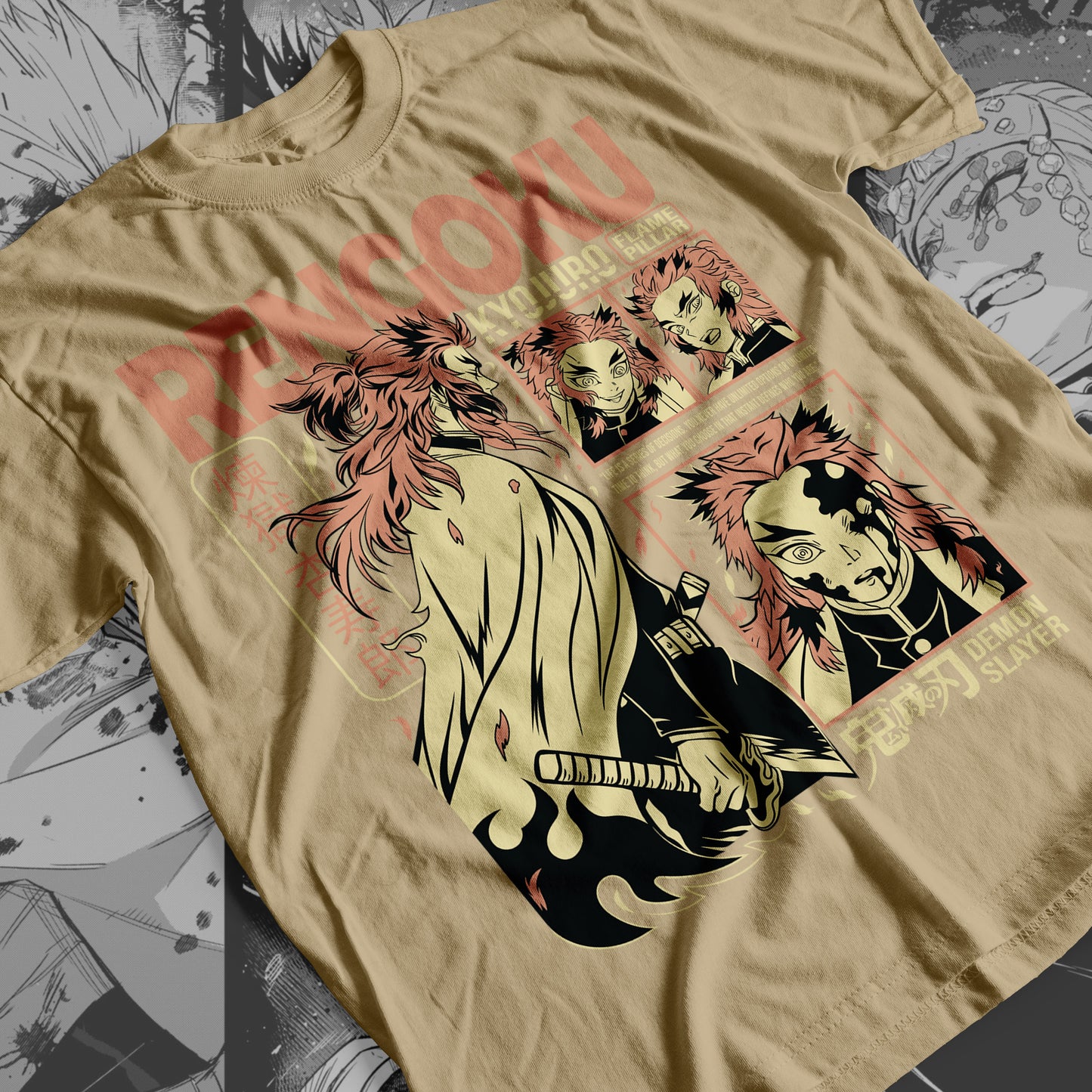 Demon Slayer - Kyojuro Rengoku 03 Premium Anime Design, High Quality DTF Print, 100% Cotton Shirt