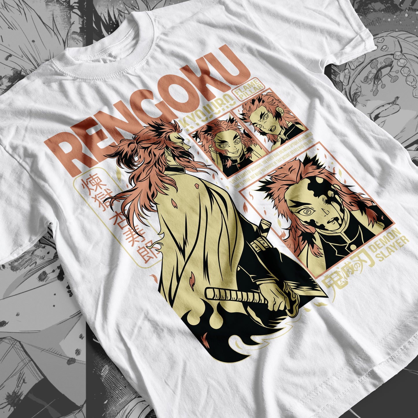 Demon Slayer - Kyojuro Rengoku 03 Premium Anime Design, High Quality DTF Print, 100% Cotton Shirt