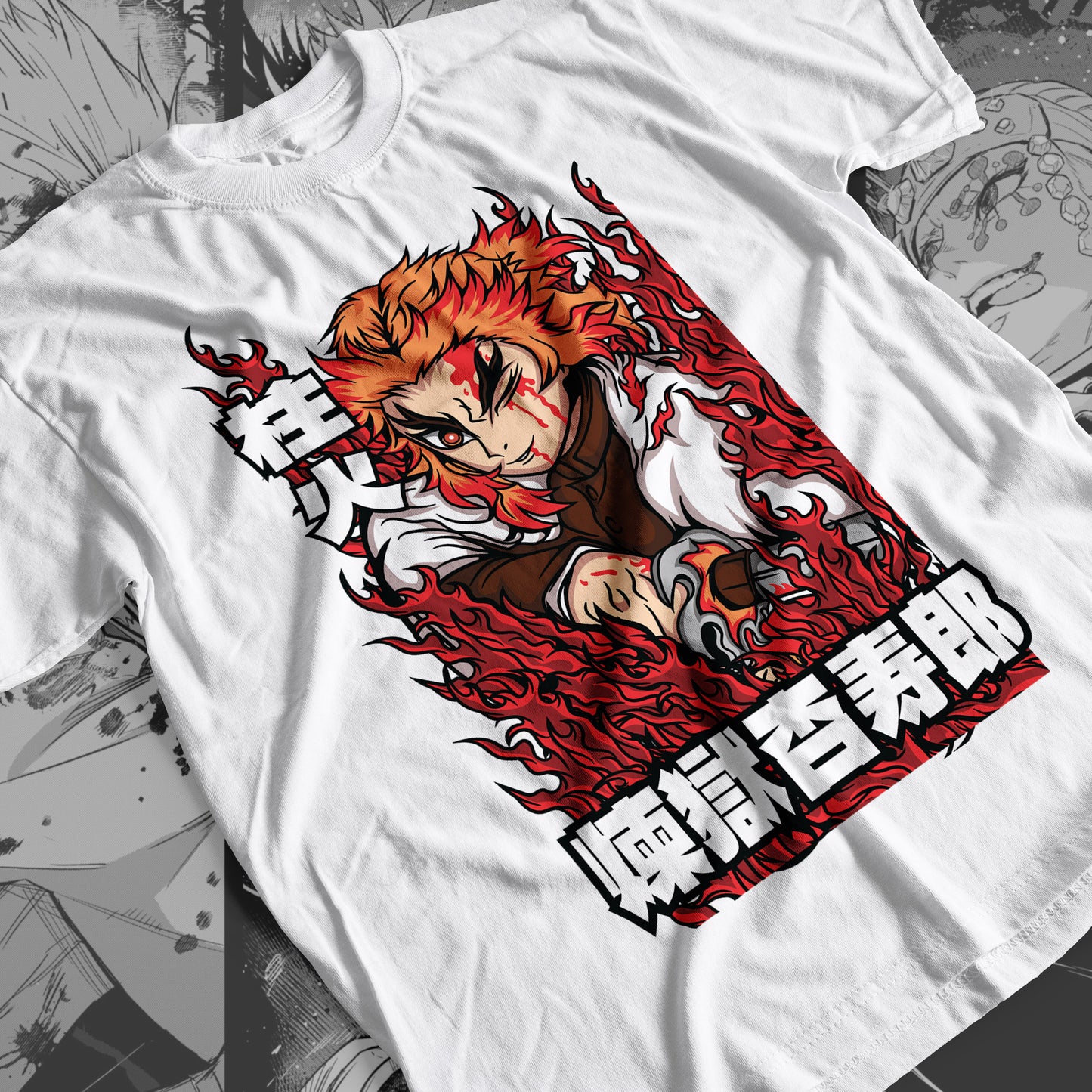 Demon Slayer - Kyojuro Rengoku 05 Premium Anime Design, High Quality DTF Print, 100% Cotton Shirt