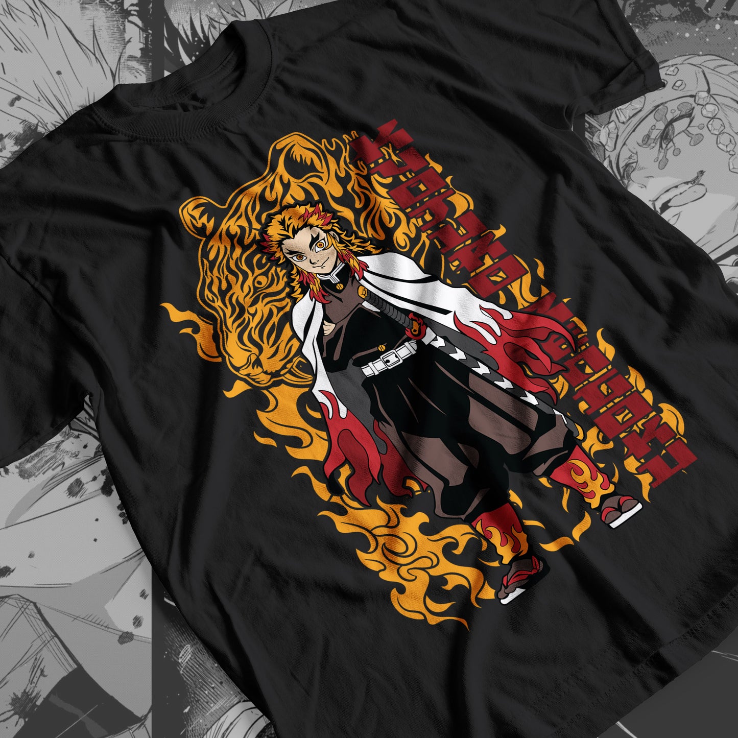 Demon Slayer - Kyojuro Rengoku 06 Premium Anime Design, High Quality DTF Print, 100% Cotton Shirt