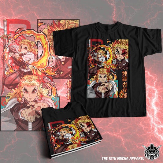 Demon Slayer - Kyojuro Rengoku 02 Premium Anime Design, High Quality DTF Print, 100% Cotton Shirt