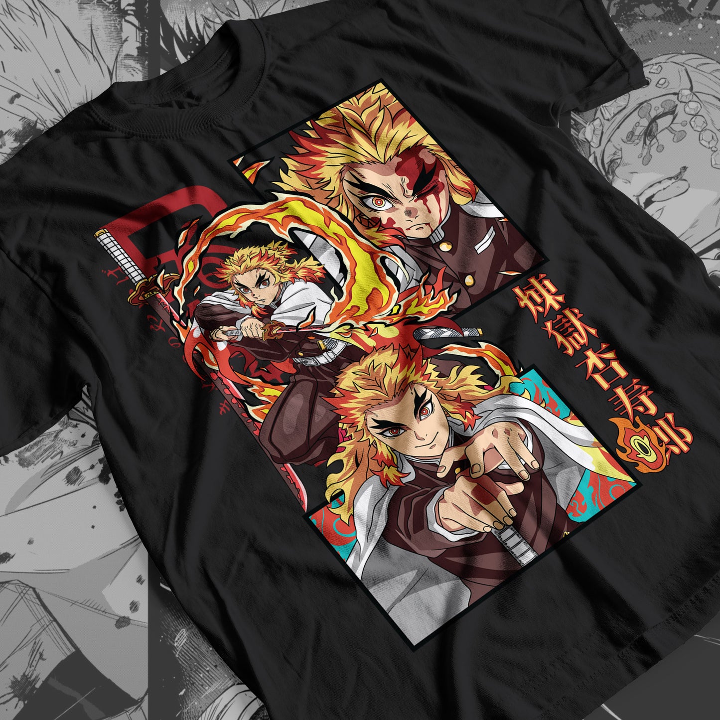 Demon Slayer - Kyojuro Rengoku 02 Premium Anime Design, High Quality DTF Print, 100% Cotton Shirt