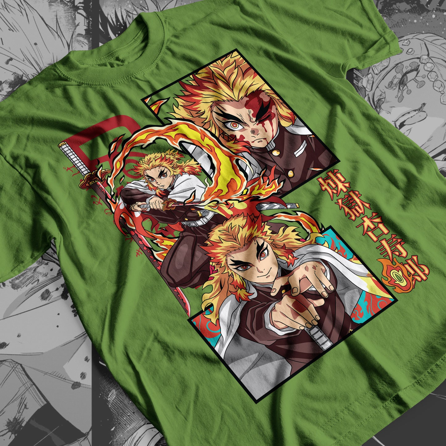 Demon Slayer - Kyojuro Rengoku 02 Premium Anime Design, High Quality DTF Print, 100% Cotton Shirt
