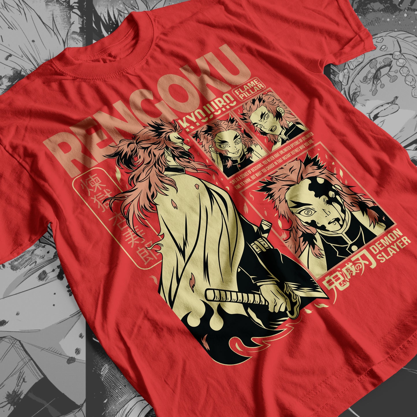 Demon Slayer - Kyojuro Rengoku 03 Premium Anime Design, High Quality DTF Print, 100% Cotton Shirt
