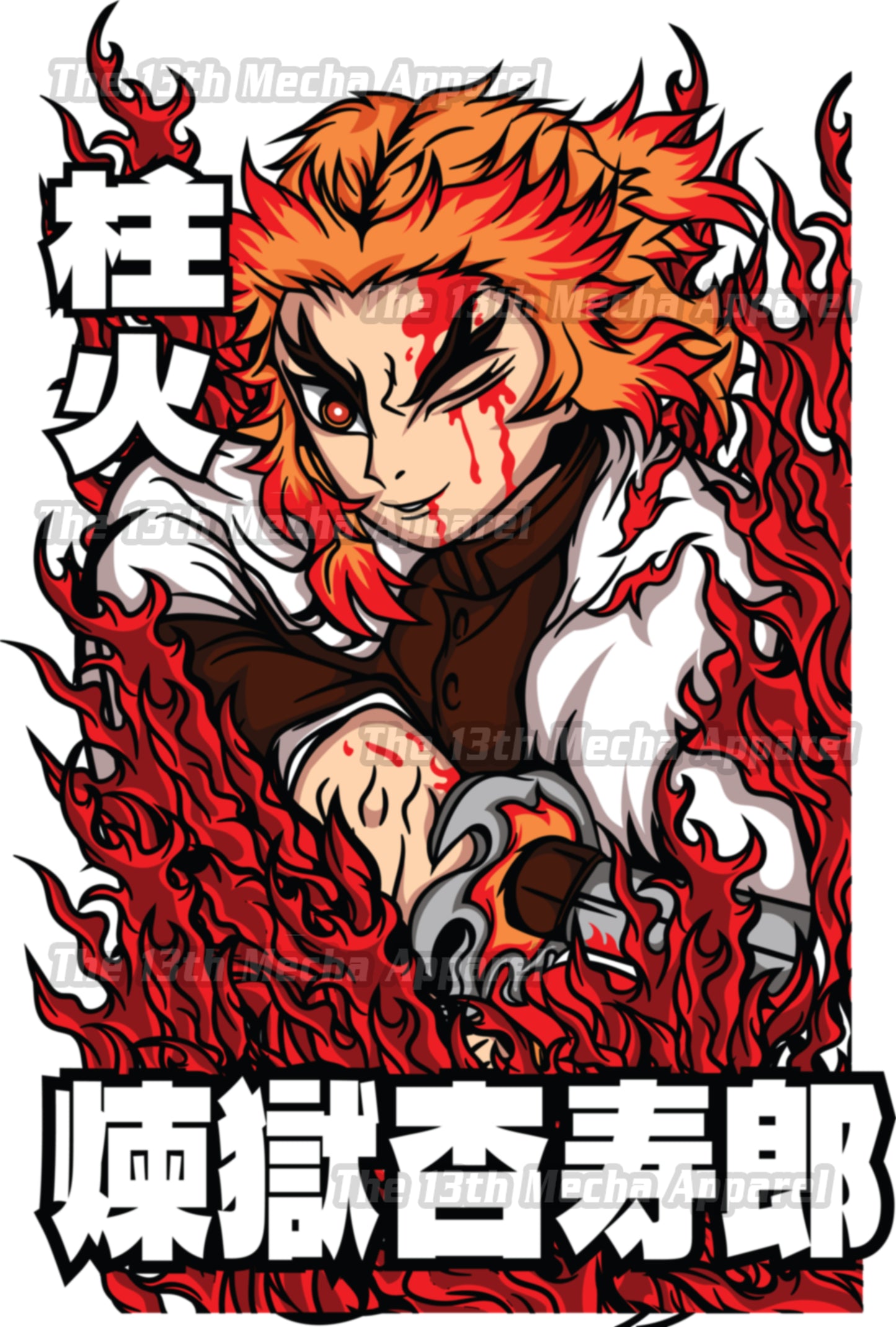 Demon Slayer - Kyojuro Rengoku 05 Premium Anime Design, High Quality DTF Print, 100% Cotton Shirt