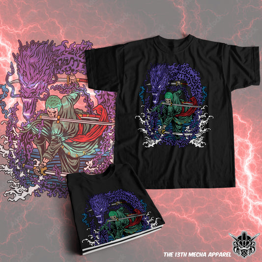 One Piece - Roronoa Zoro Ripperworks Style Premium Anime Design, High Quality DTF Print, 100% Cotton Shirt