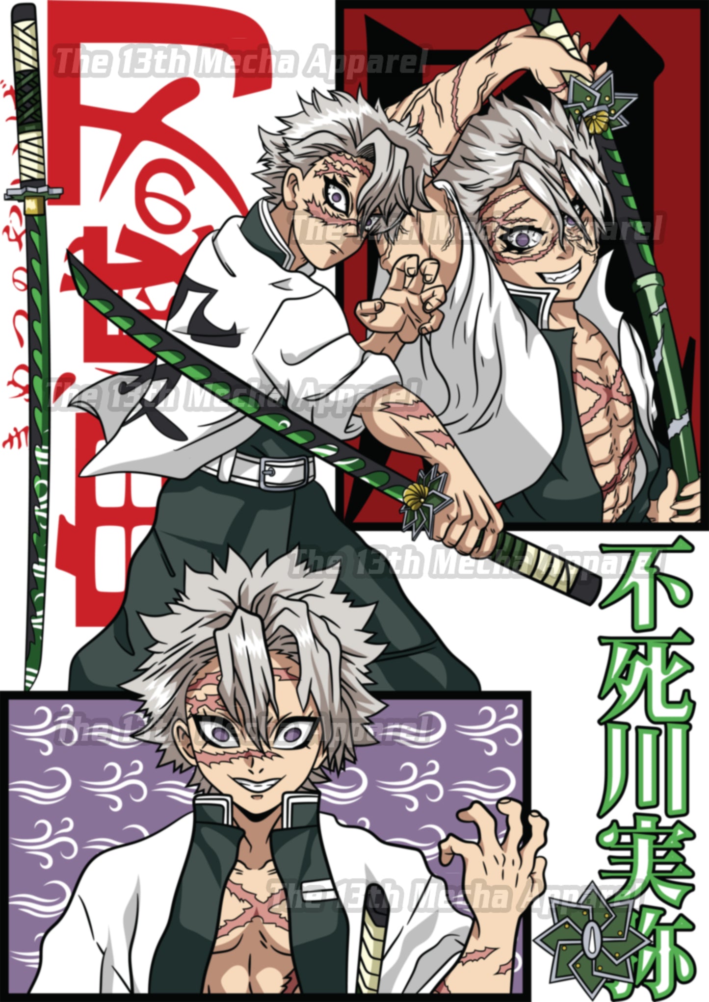 Demon Slayer - Sanemi Shinazugawa 02 Premium Anime Design, High Quality DTF Print, 100% Cotton Shirt