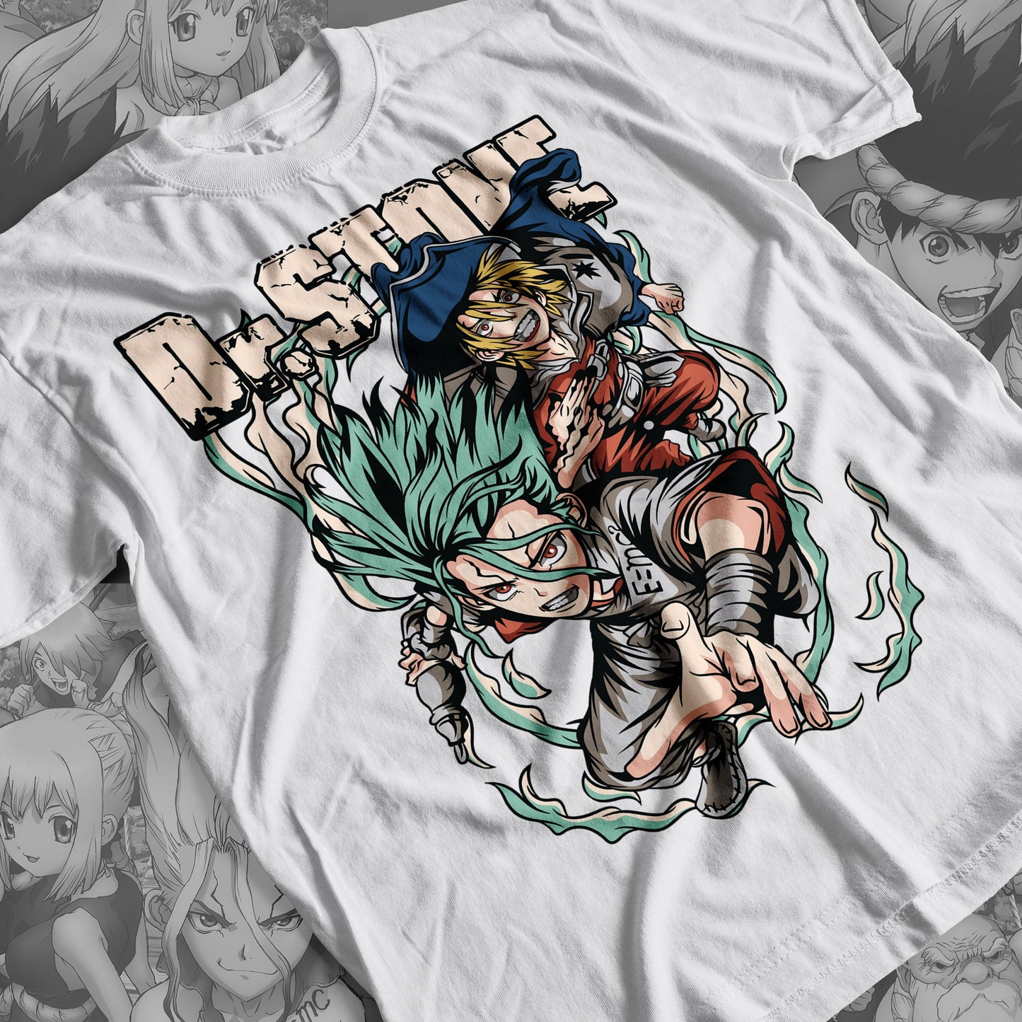 Dr. Stone - Senku and Ryusi Nanami 01 Premium Anime Design, High Quality DTF Print, 100% Cotton Shirt