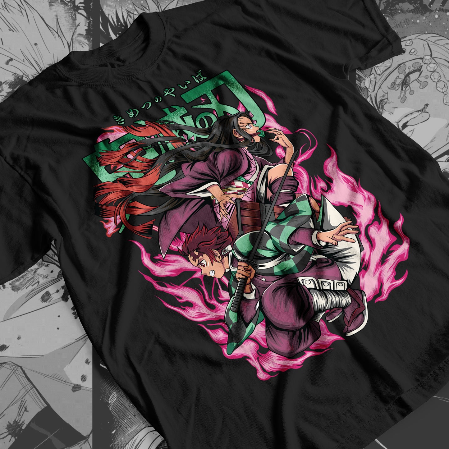 Demon Slayer - The Sibling: Tanjiro and Nezuko 02 Premium Anime Design, High Quality DTF Print, 100% Cotton Shirt