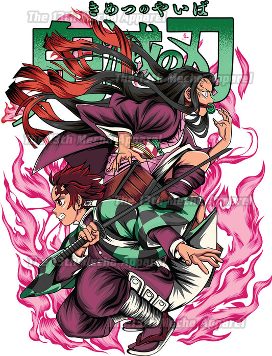 Demon Slayer - The Sibling: Tanjiro and Nezuko 02 Premium Anime Design, High Quality DTF Print, 100% Cotton Shirt