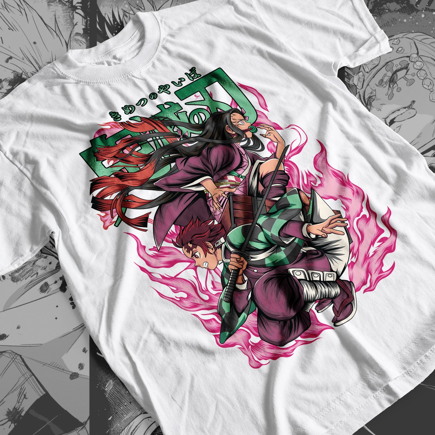 Demon Slayer - The Sibling: Tanjiro and Nezuko 02 Premium Anime Design, High Quality DTF Print, 100% Cotton Shirt