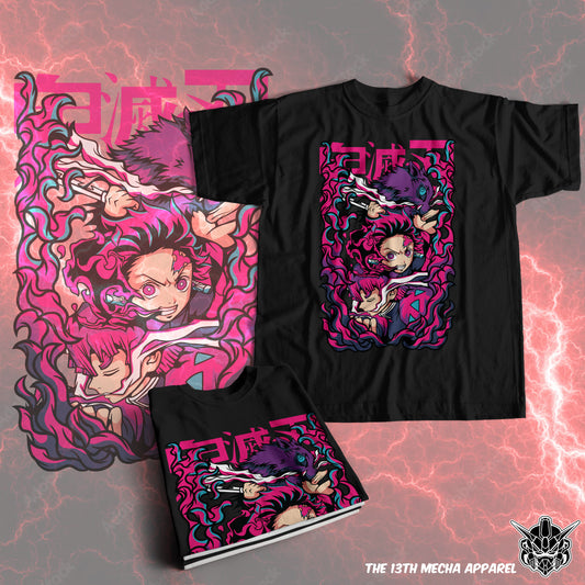 Demon Slayer - Trio: Tanjiro, Zenitsu, Inosuke 01 Premium Anime Design, High Quality DTF Print, 100% Cotton Shirt