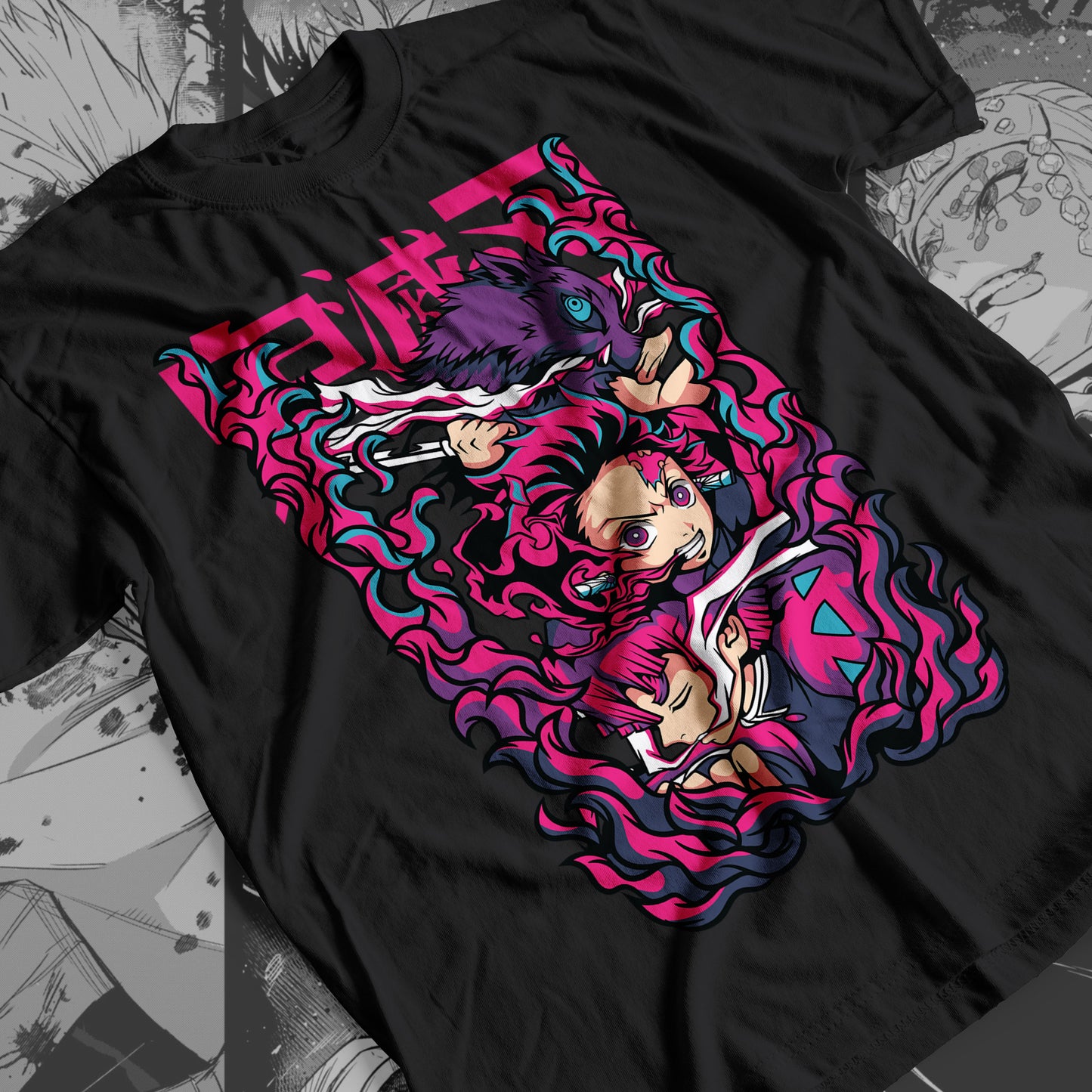 Demon Slayer - Trio: Tanjiro, Zenitsu, Inosuke 01 Premium Anime Design, High Quality DTF Print, 100% Cotton Shirt