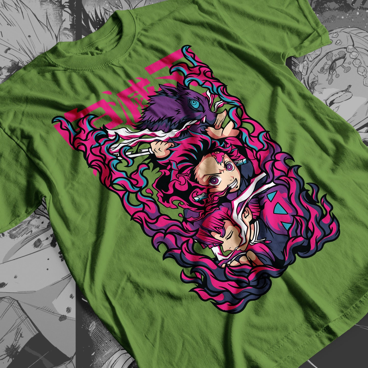 Demon Slayer - Trio: Tanjiro, Zenitsu, Inosuke 01 Premium Anime Design, High Quality DTF Print, 100% Cotton Shirt