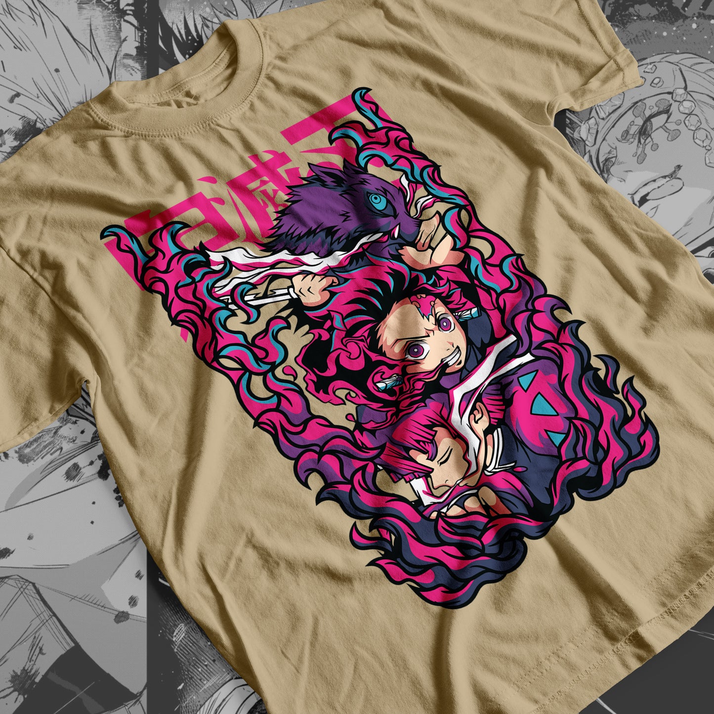 Demon Slayer - Trio: Tanjiro, Zenitsu, Inosuke 01 Premium Anime Design, High Quality DTF Print, 100% Cotton Shirt