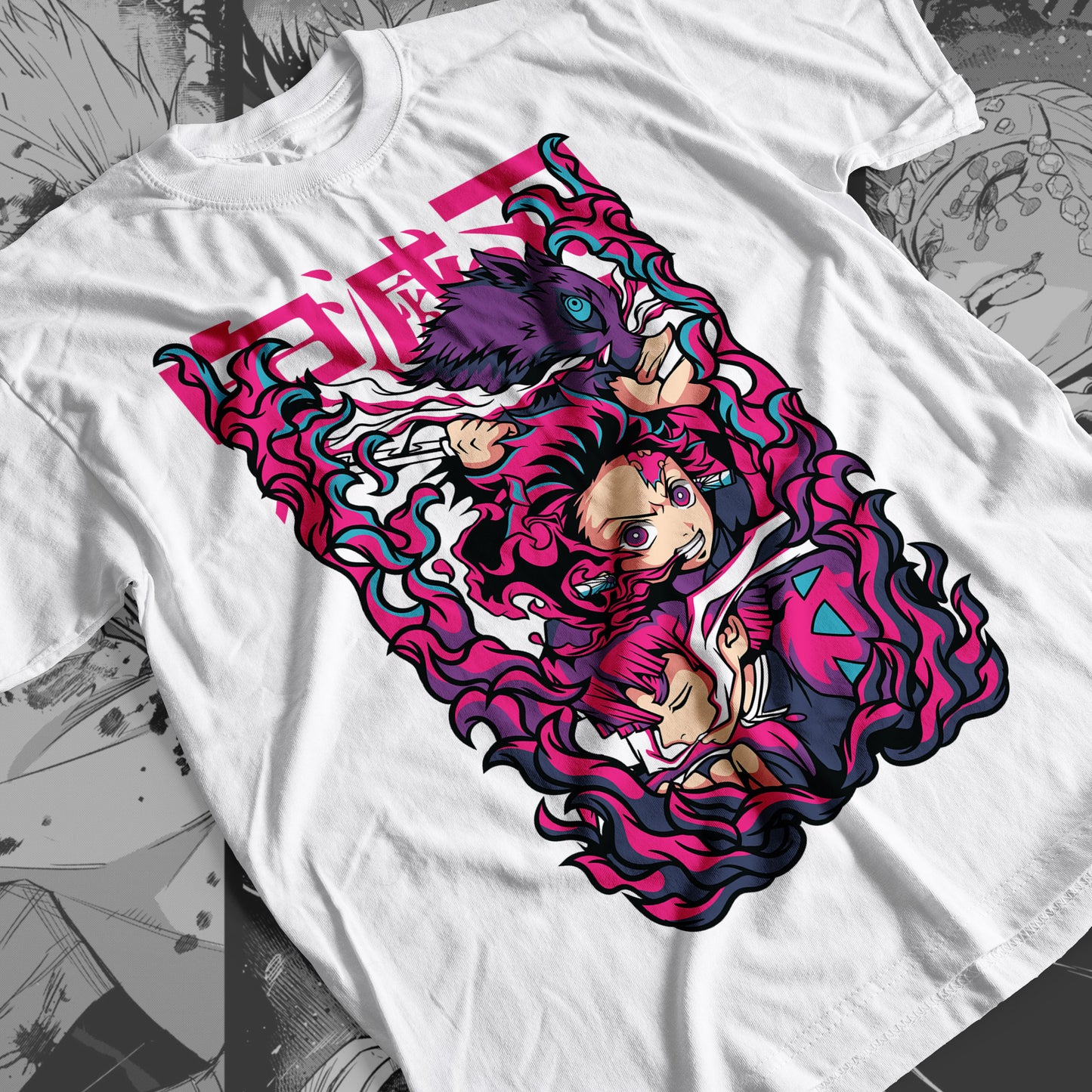 Demon Slayer - Trio: Tanjiro, Zenitsu, Inosuke 01 Premium Anime Design, High Quality DTF Print, 100% Cotton Shirt