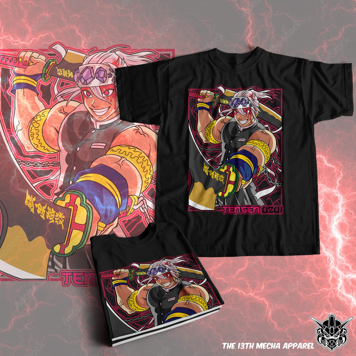 Demon Slayer - Tengen Uzui 05 Premium Anime Design, High Quality DTF Print, 100% Cotton Shirt