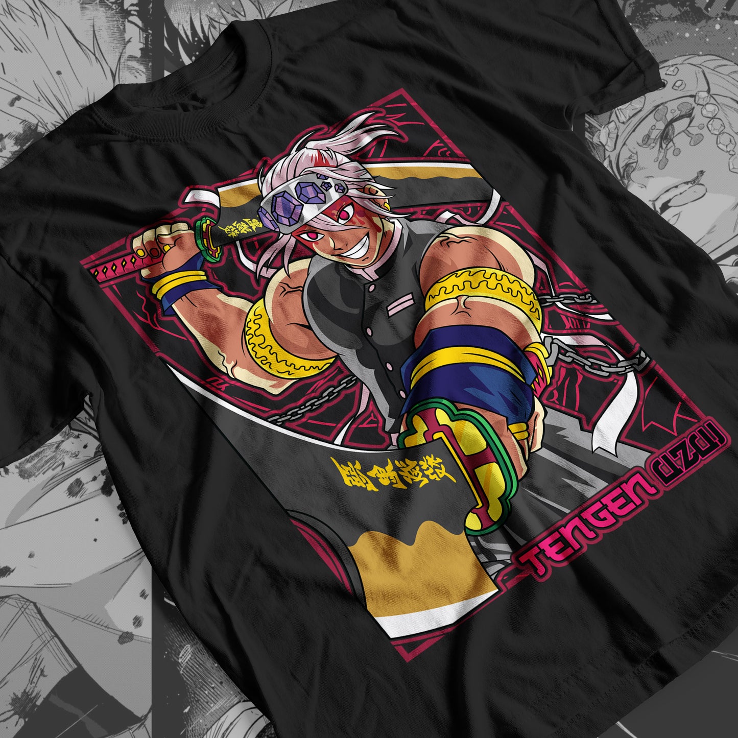 Demon Slayer - Tengen Uzui 05 Premium Anime Design, High Quality DTF Print, 100% Cotton Shirt