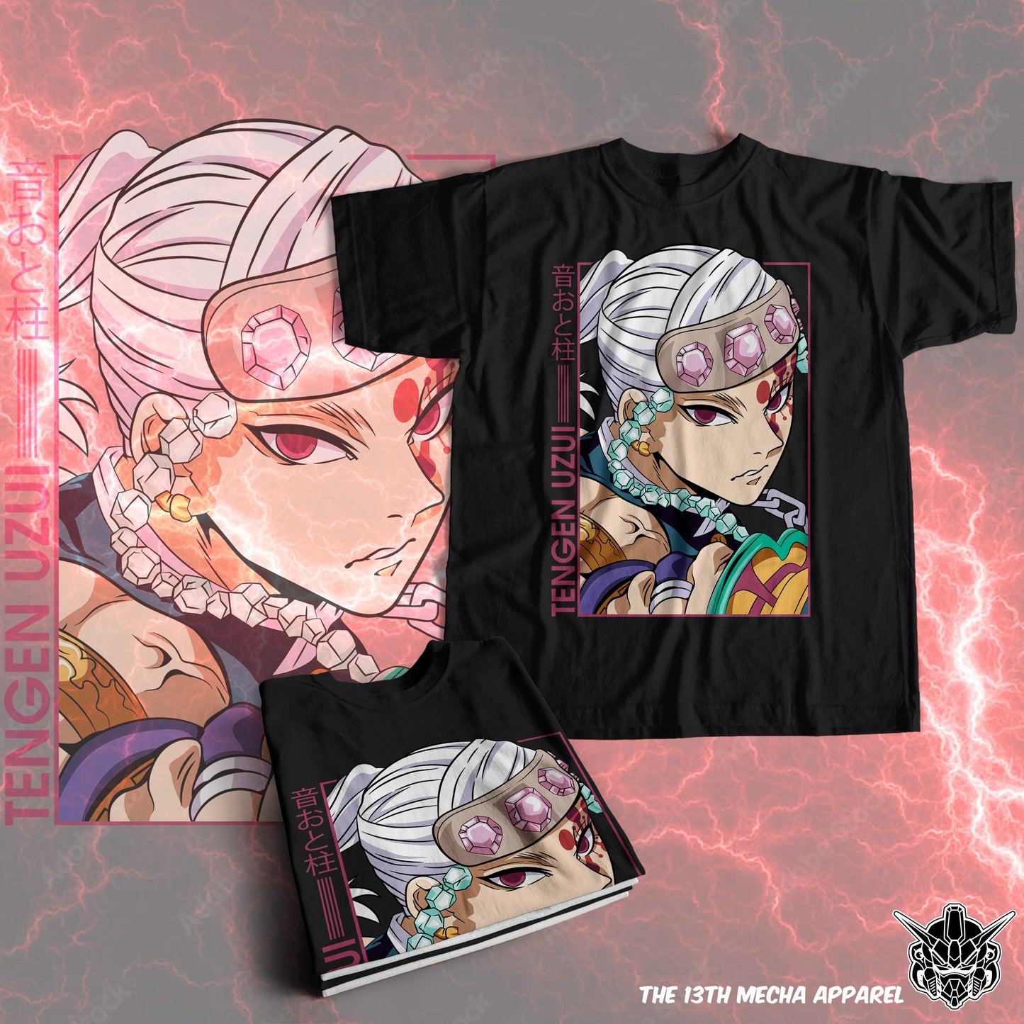 Demon Slayer - Tengen Uzui 07 Premium Anime Design, High Quality DTF Print, 100% Cotton Shirt