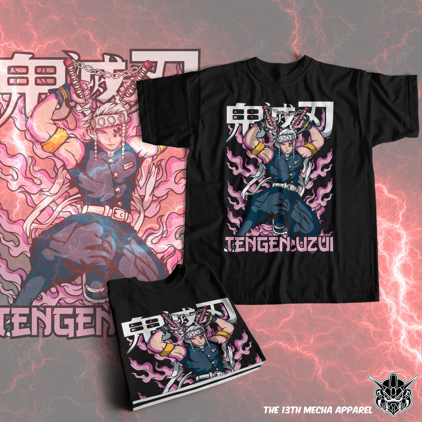 Demon Slayer - Tengen Uzui 08 Premium Anime Design, High Quality DTF Print, 100% Cotton Shirt