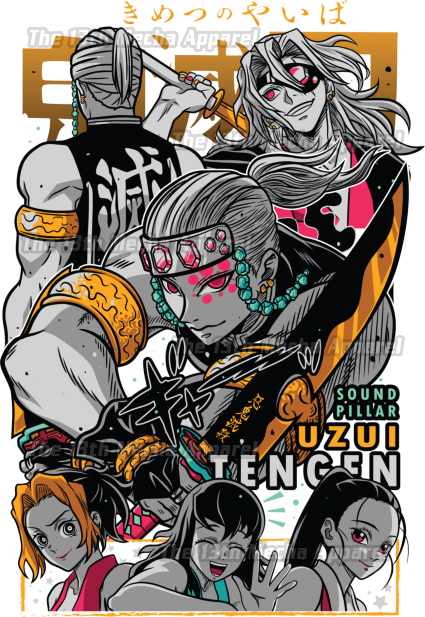 Demon Slayer - Tengen Uzui 01 Premium Anime Design, High Quality DTF Print, 100% Cotton Shirt