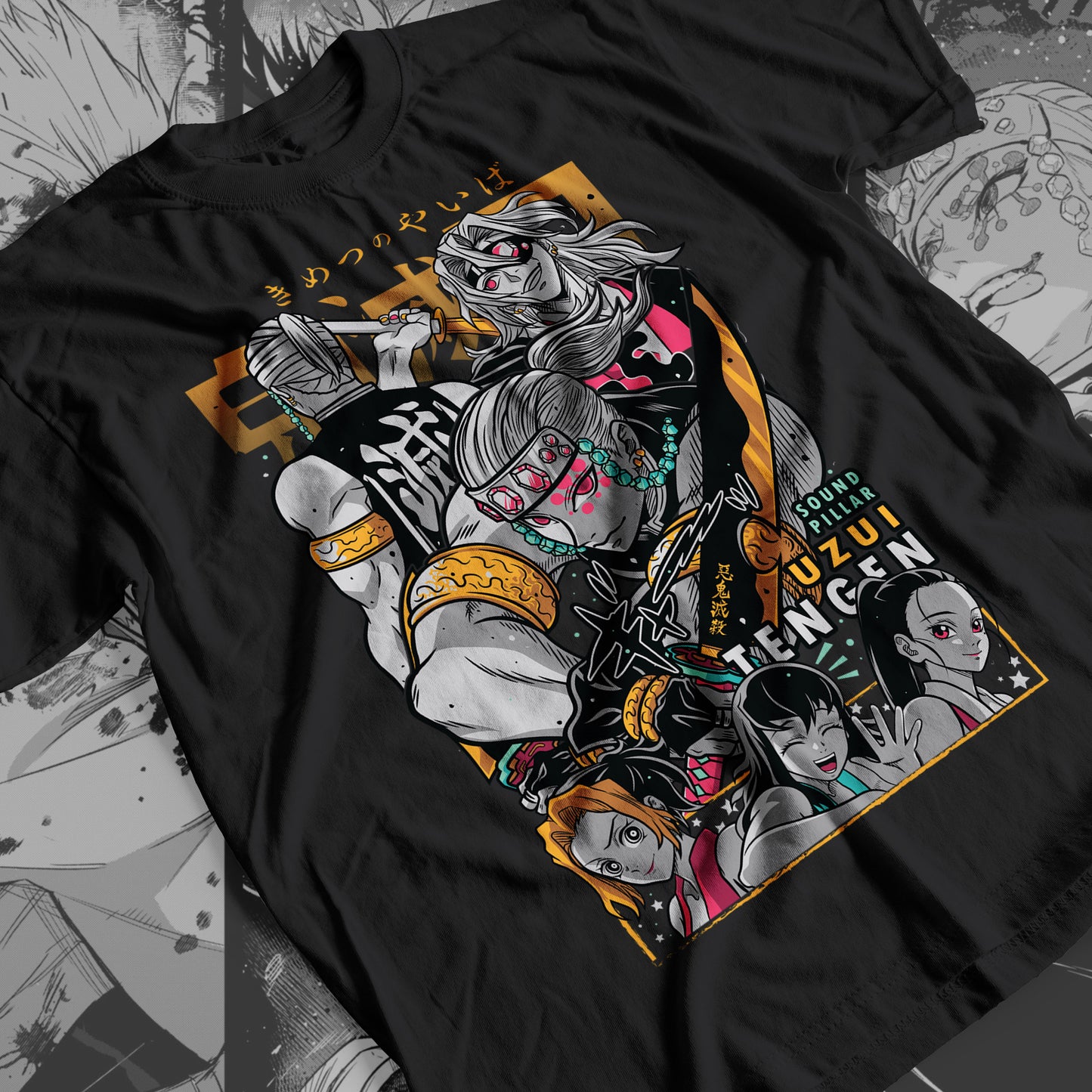 Demon Slayer - Tengen Uzui 01 Premium Anime Design, High Quality DTF Print, 100% Cotton Shirt