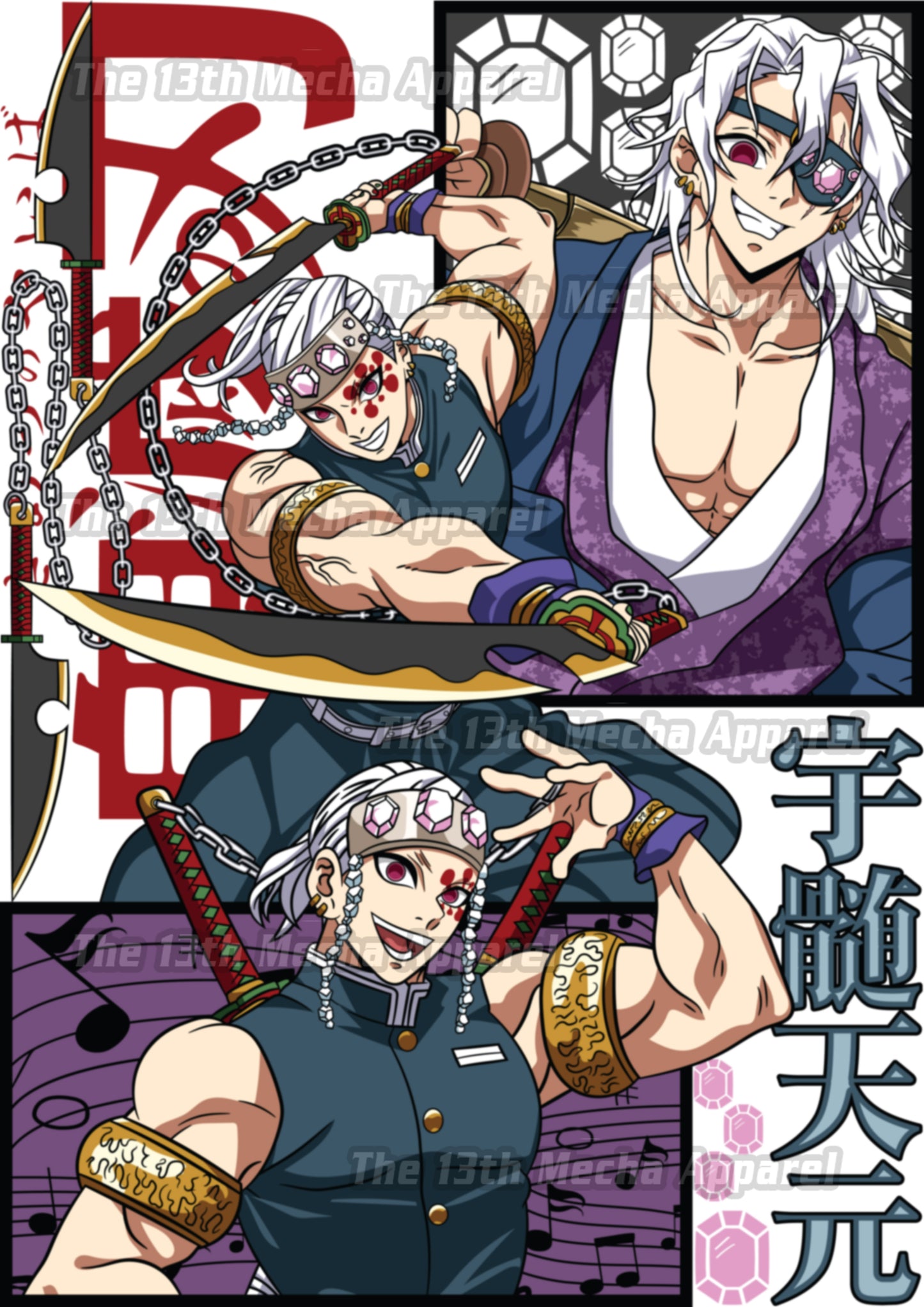 Demon Slayer - Tengen Uzui 02 Premium Anime Design, High Quality DTF Print, 100% Cotton Shirt