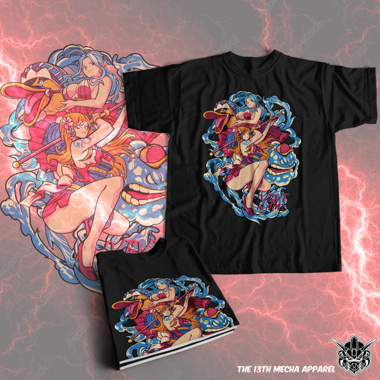 One Piece - Vivi and Nami 01 Premium Anime Design, High Quality DTF Print, 100% Cotton Shirt
