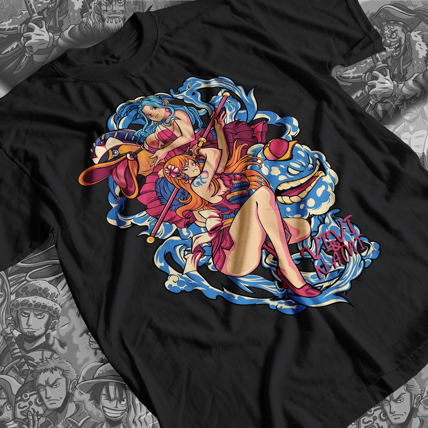One Piece - Vivi and Nami 01 Premium Anime Design, High Quality DTF Print, 100% Cotton Shirt