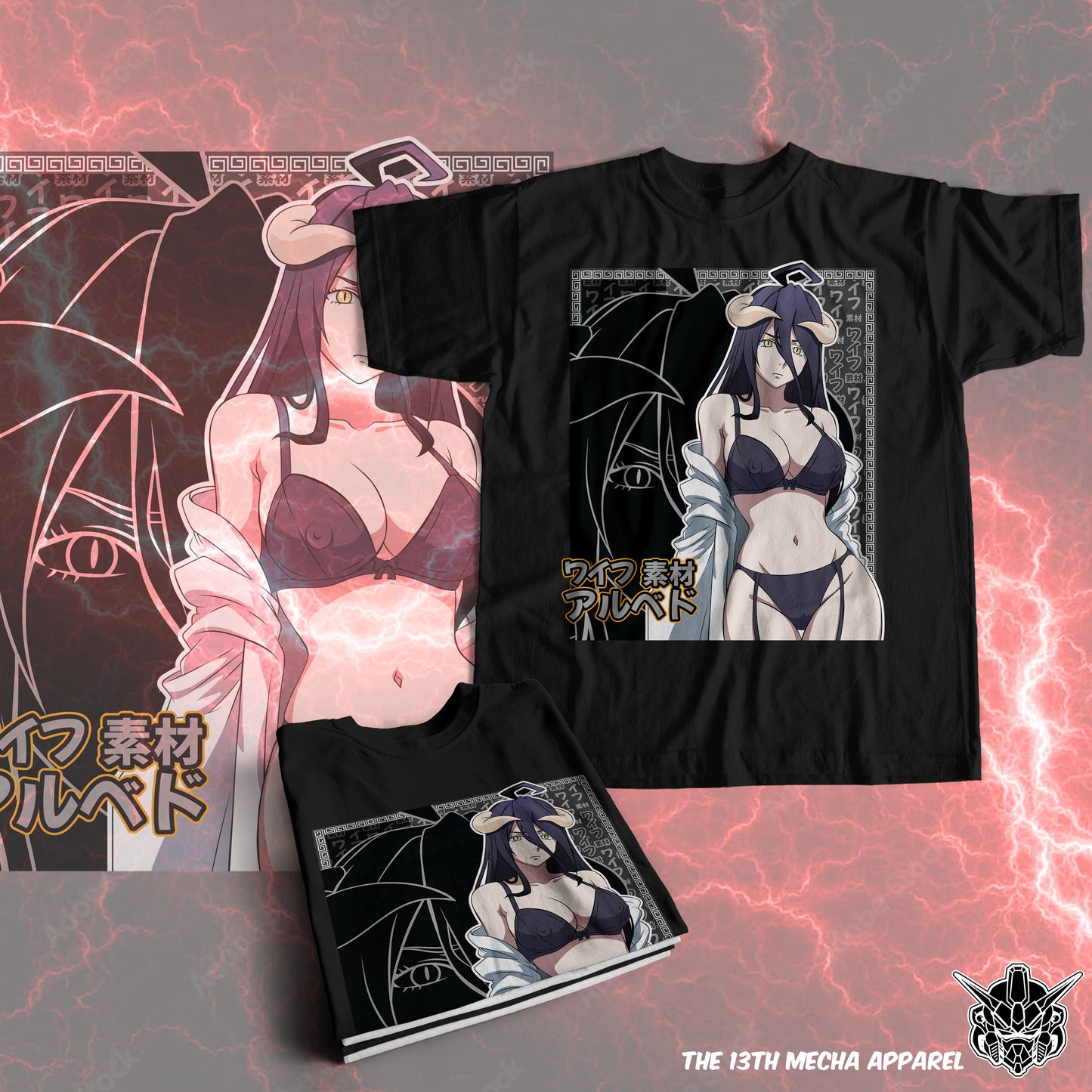 Waifu - Albedo Premium Anime Design, High Quality DTF Print, 100% Cotton Shirt
