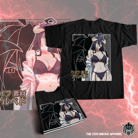 Waifu - Albedo Premium Anime Design, High Quality DTF Print, 100% Cotton Shirt