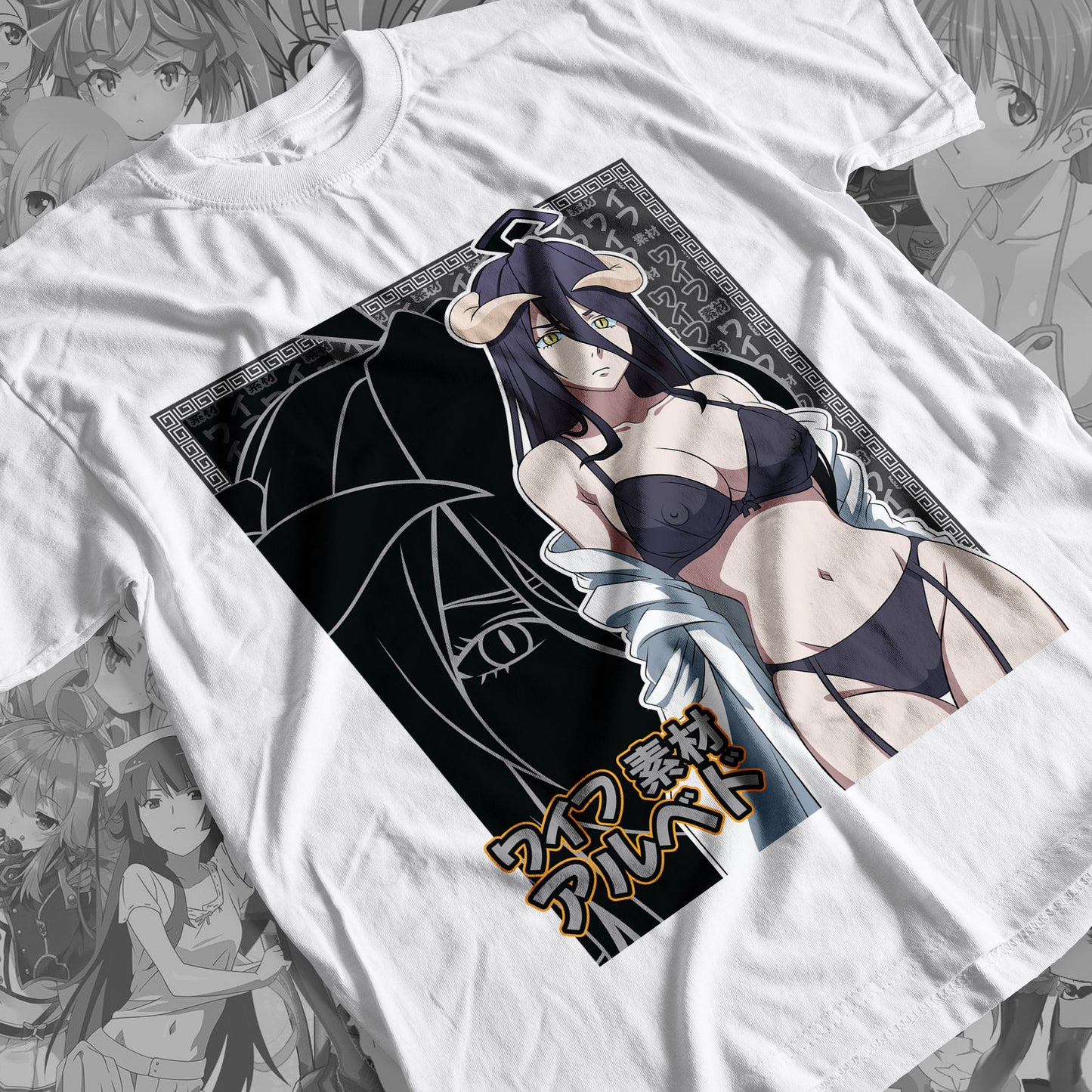 Waifu - Albedo Premium Anime Design, High Quality DTF Print, 100% Cotton Shirt