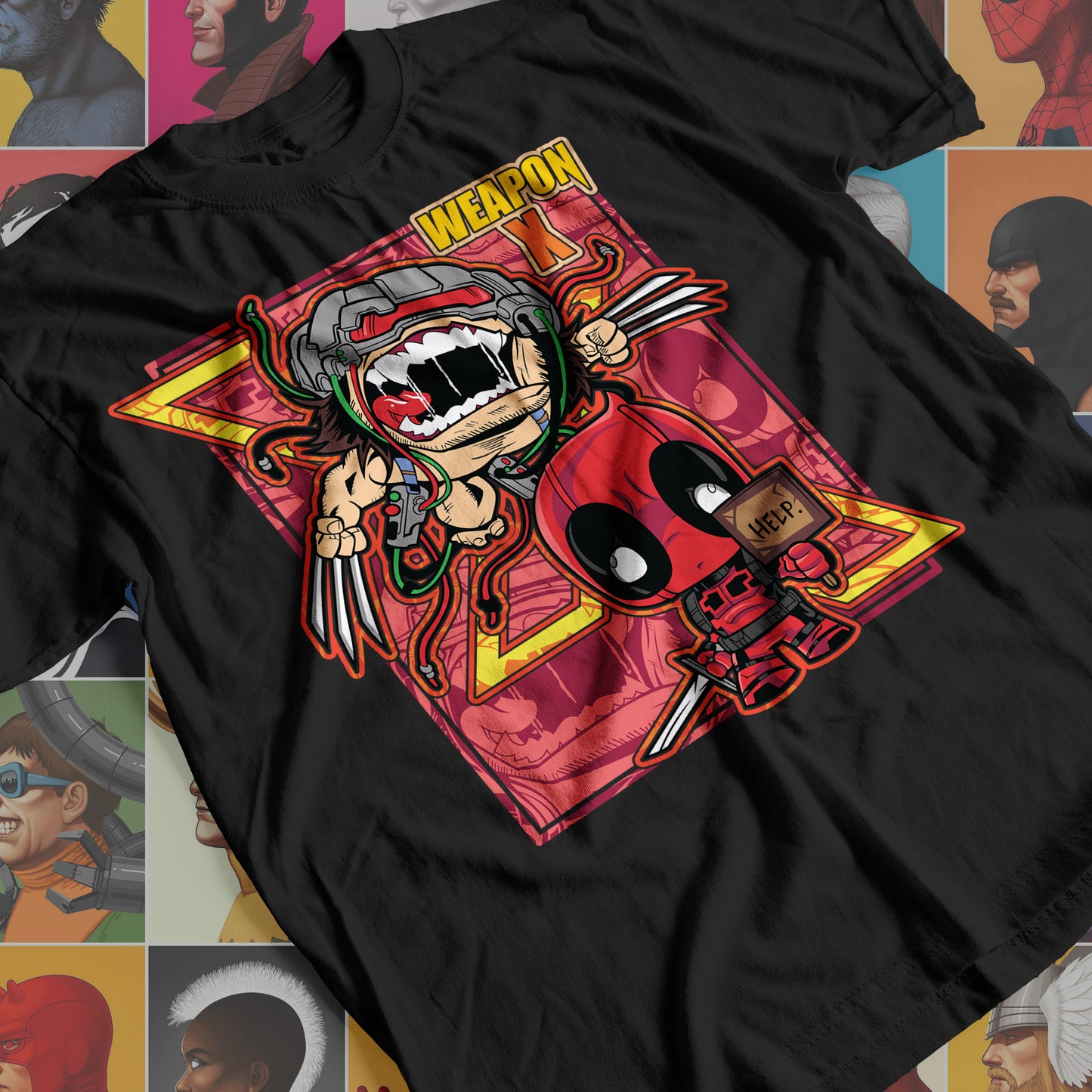 Marvel DC- Weapon X and Deadpool Premium Anime Design, High Quality DTF Print, 100% Cotton Shirt