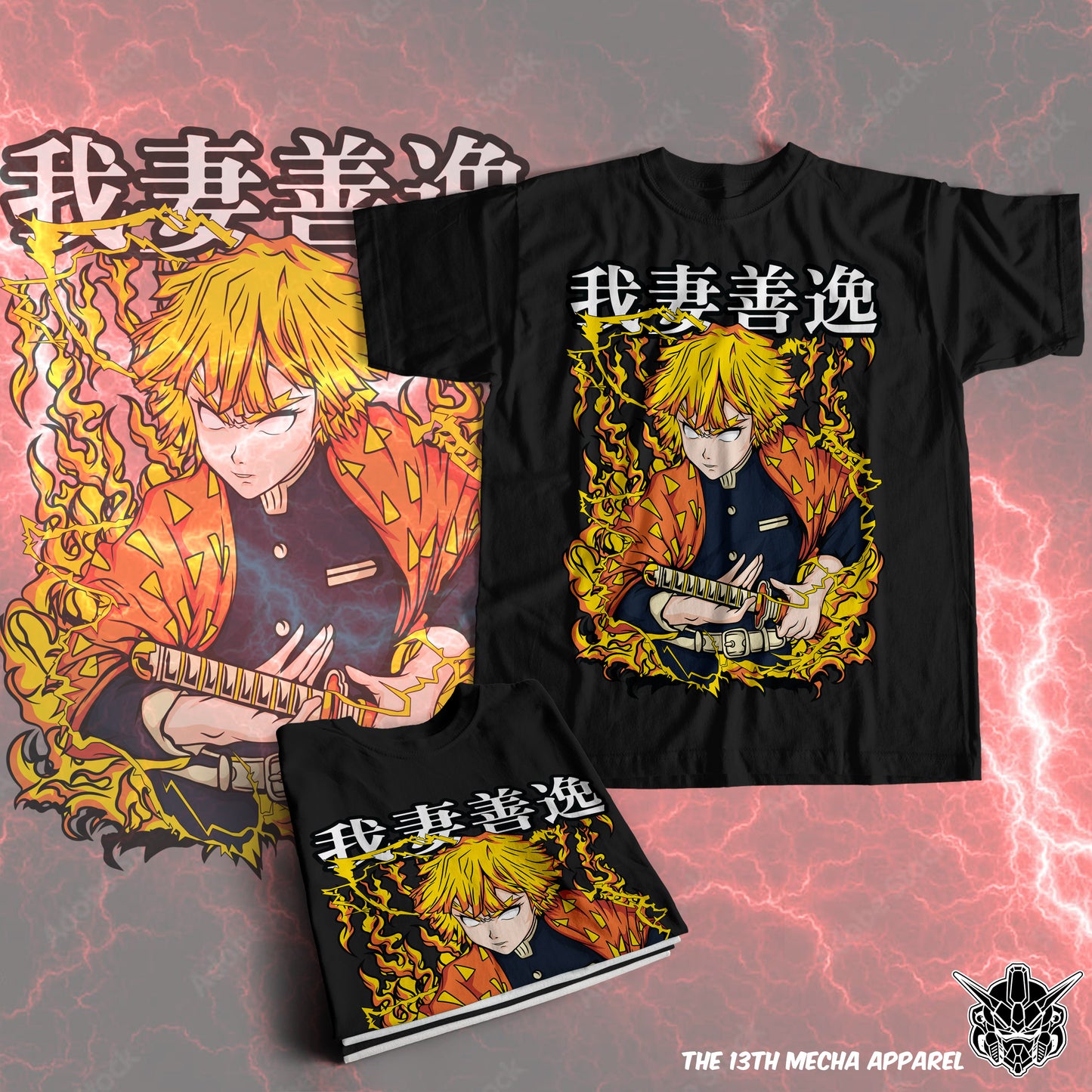 Demon Slayer - Zenitsu Agatsuma 03 Premium Anime Design, High Quality DTF Print, 100% Cotton Shirt