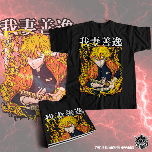 Demon Slayer - Zenitsu Agatsuma 03 Premium Anime Design, High Quality DTF Print, 100% Cotton Shirt