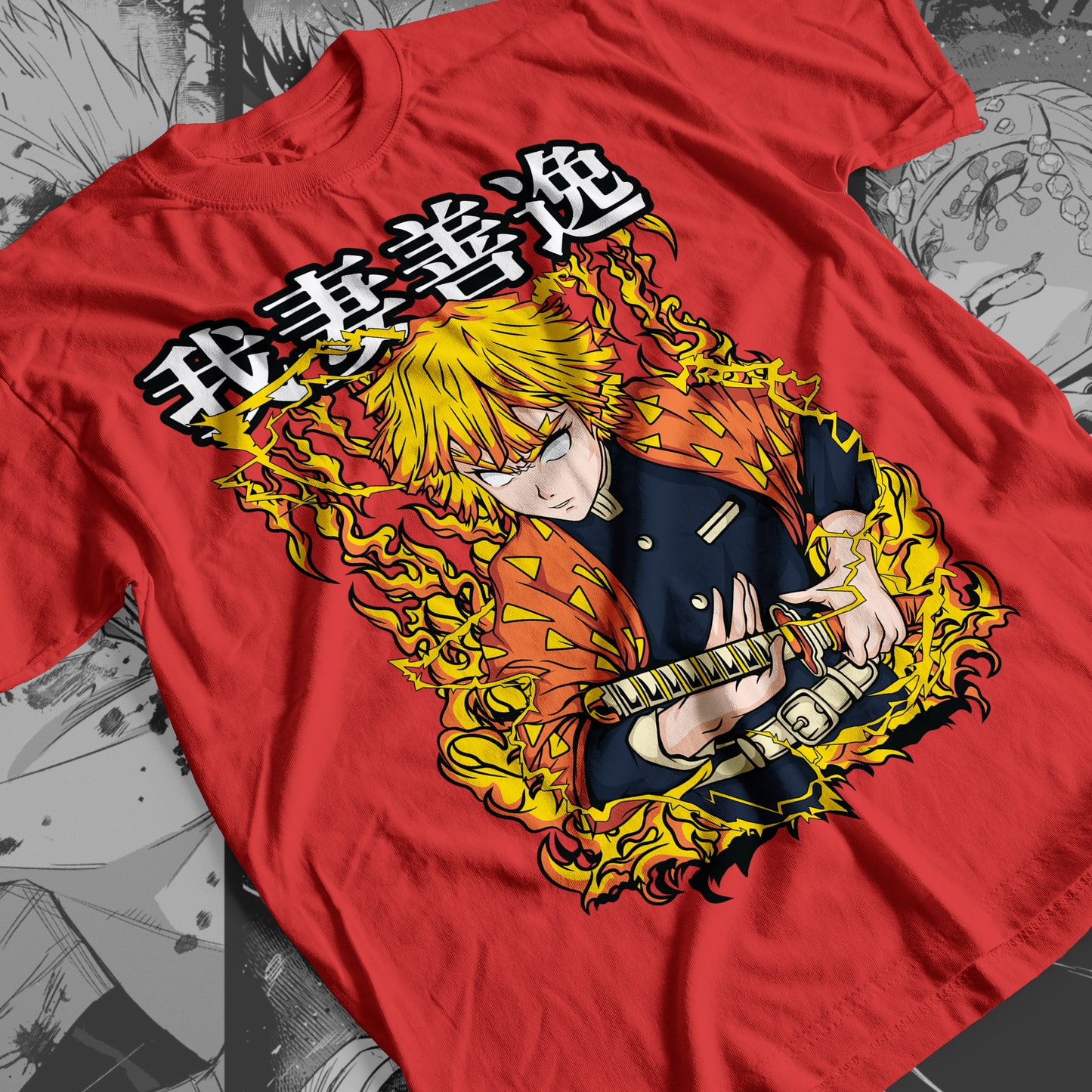 Demon Slayer - Zenitsu Agatsuma 03 Premium Anime Design, High Quality DTF Print, 100% Cotton Shirt
