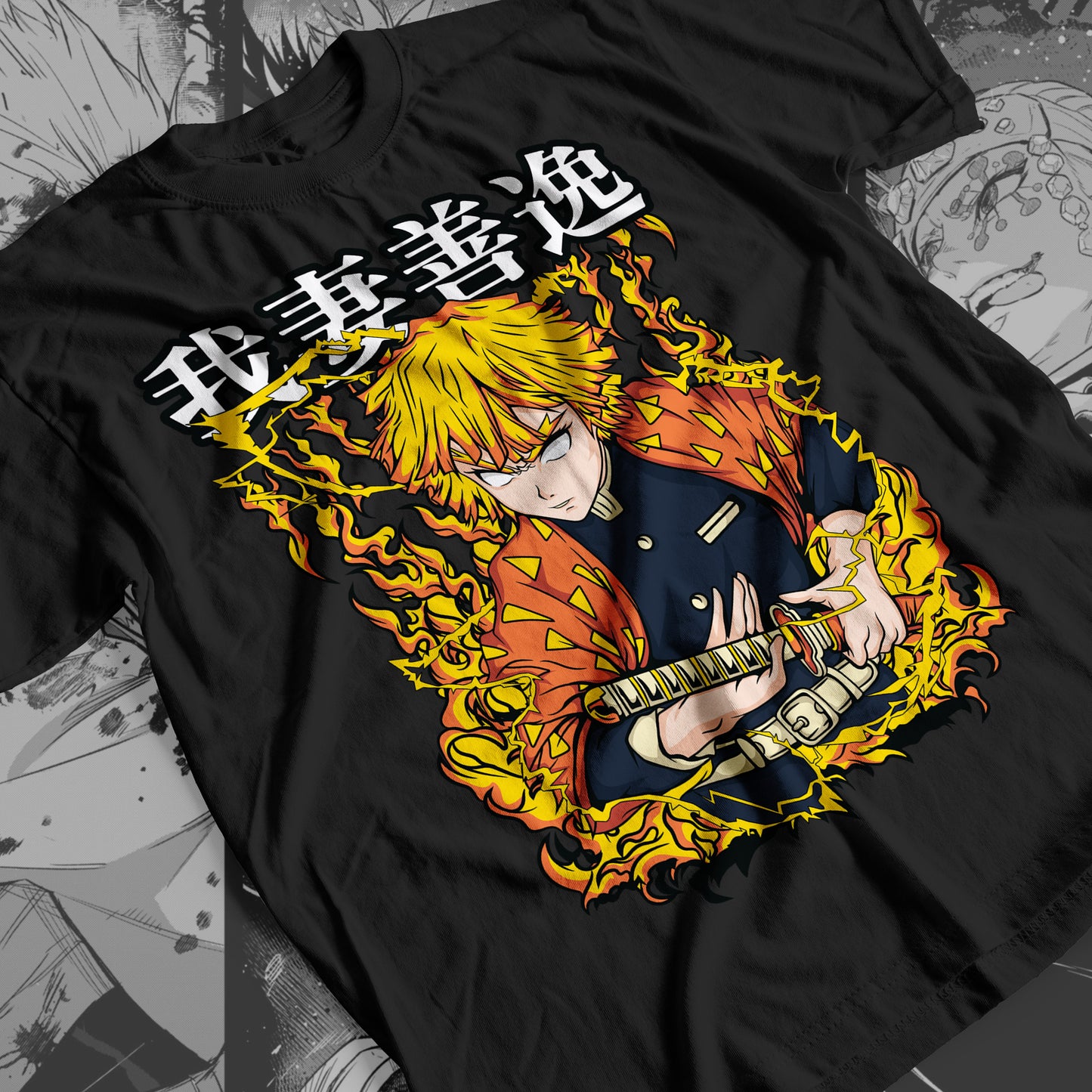Demon Slayer - Zenitsu Agatsuma 03 Premium Anime Design, High Quality DTF Print, 100% Cotton Shirt