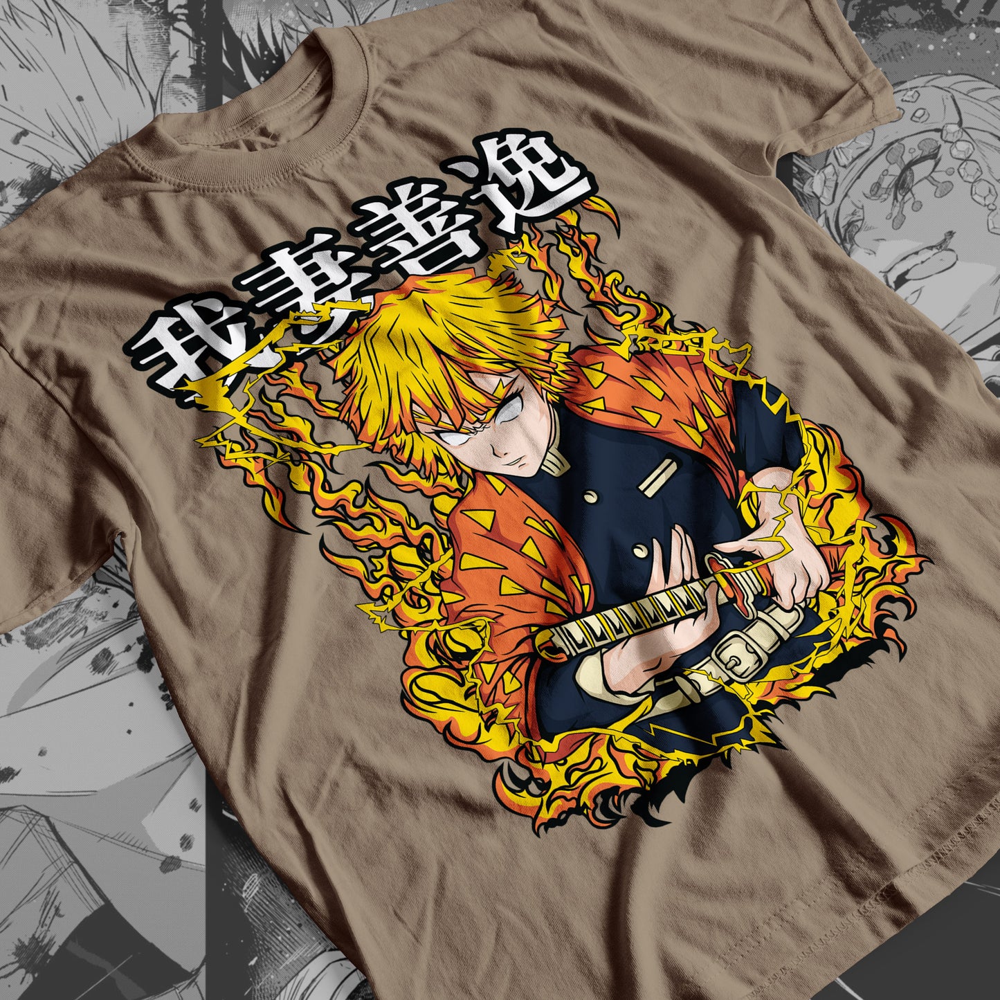 Demon Slayer - Zenitsu Agatsuma 03 Premium Anime Design, High Quality DTF Print, 100% Cotton Shirt