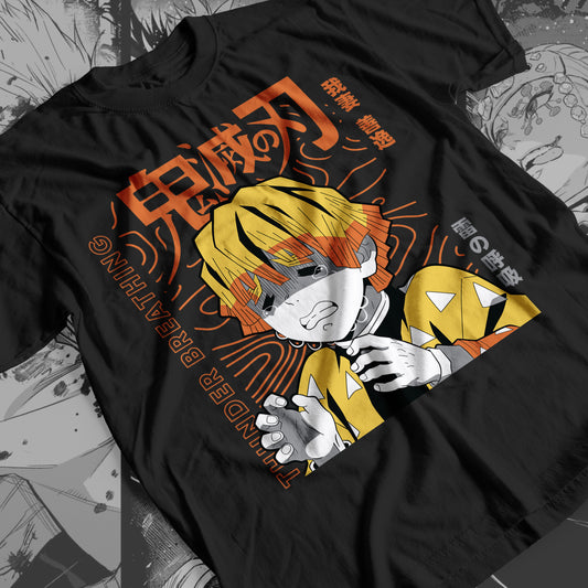 Demon Slayer - Zenitsu Agatsuma 04 Premium Anime Design, High Quality DTF Print, 100% Cotton Shirt