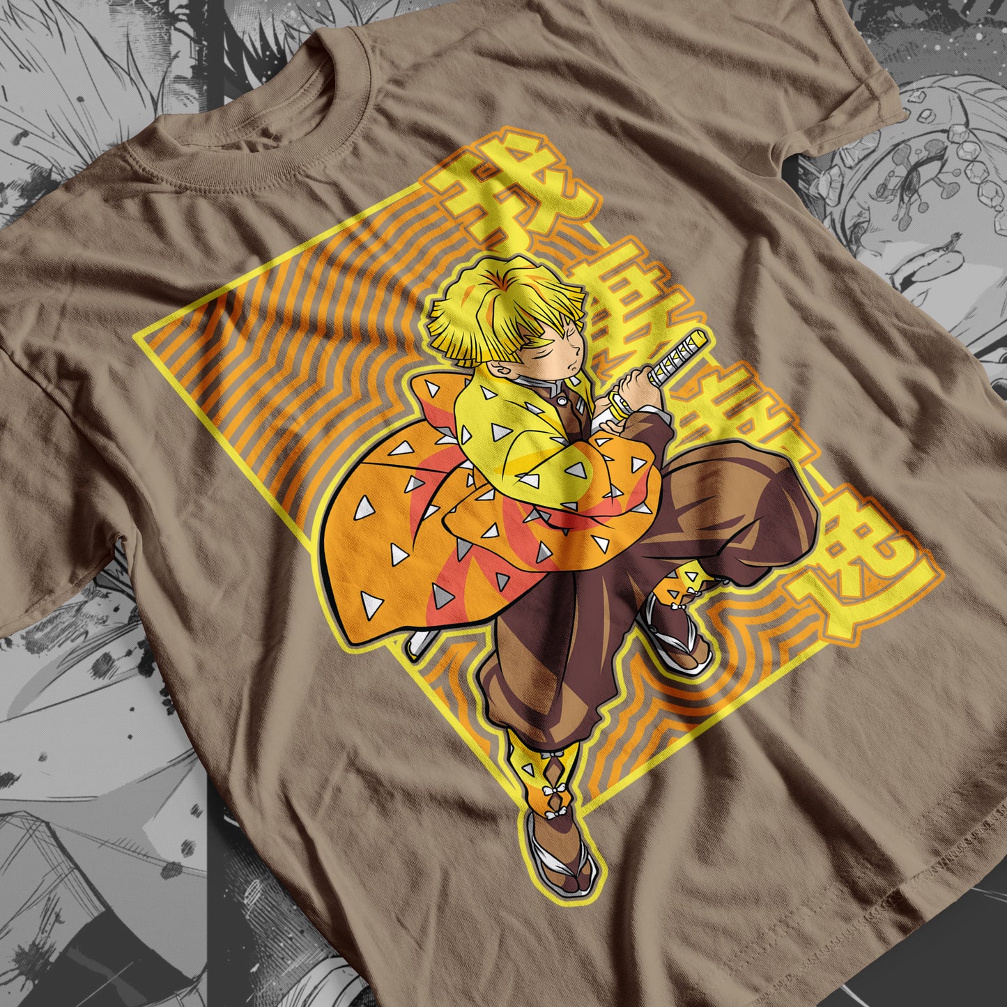 Demon Slayer - Zenitsu Agatsuma 05 Premium Anime Design, High Quality DTF Print, 100% Cotton Shirt