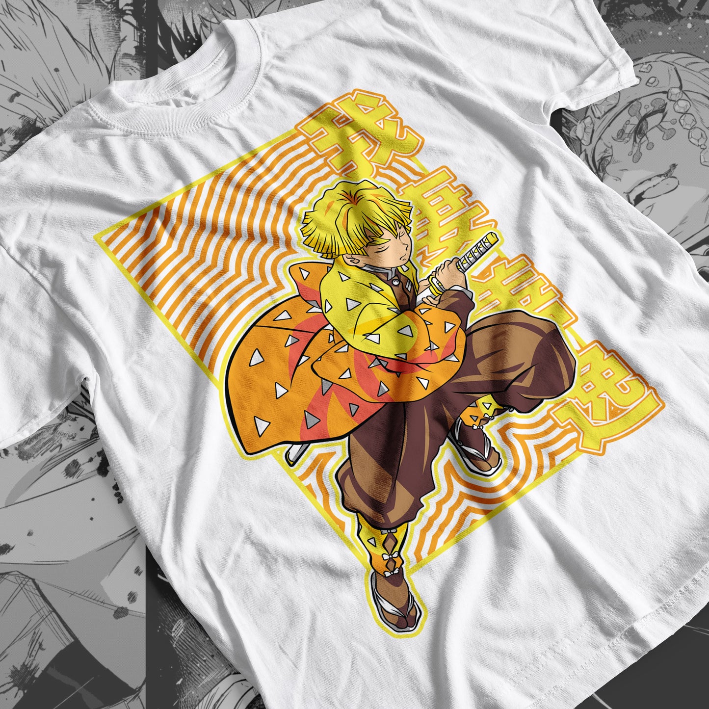 Demon Slayer - Zenitsu Agatsuma 05 Premium Anime Design, High Quality DTF Print, 100% Cotton Shirt