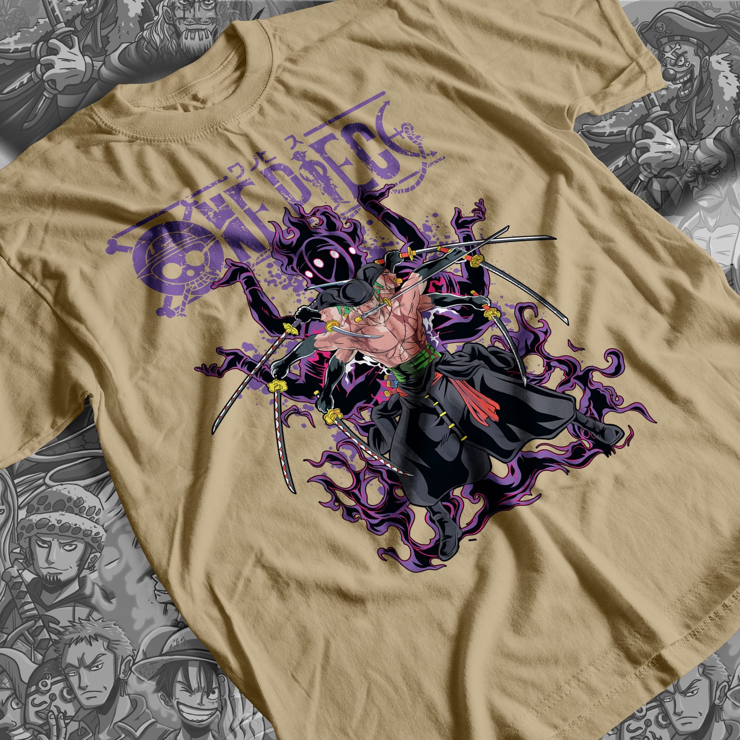 One Piece - ZORO Premium Anime Design, High Quality DTF Print, 100% Cotton Shirt