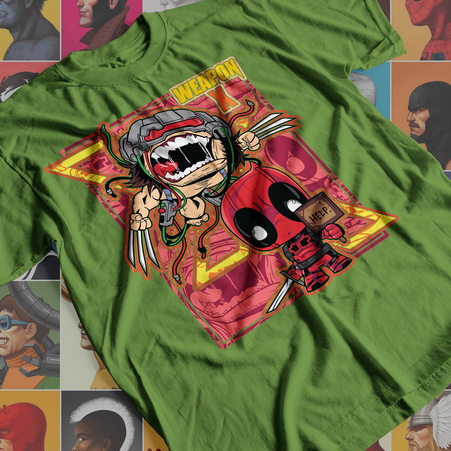 Marvel DC- Weapon X and Deadpool Premium Anime Design, High Quality DTF Print, 100% Cotton Shirt