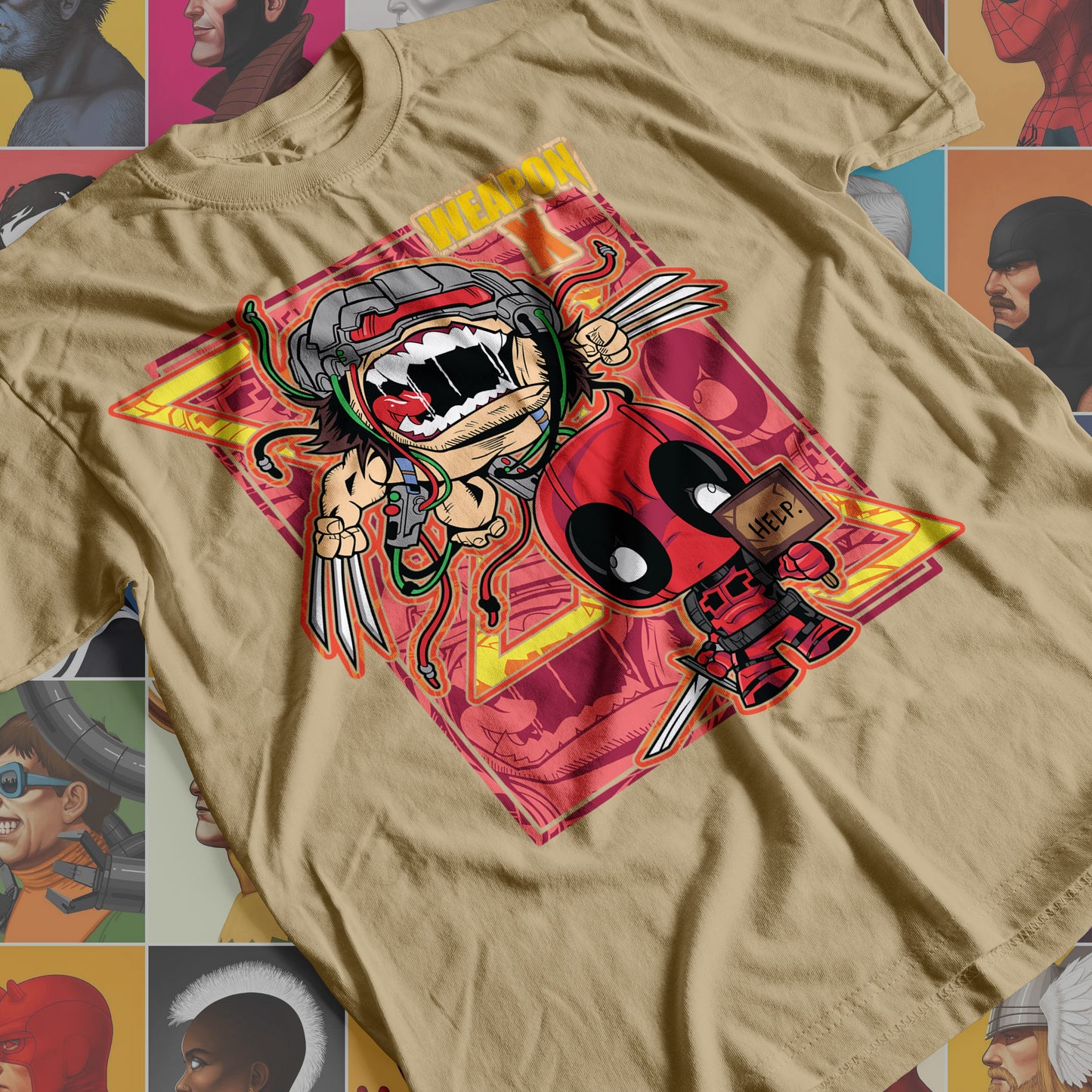 Marvel DC- Weapon X and Deadpool Premium Anime Design, High Quality DTF Print, 100% Cotton Shirt