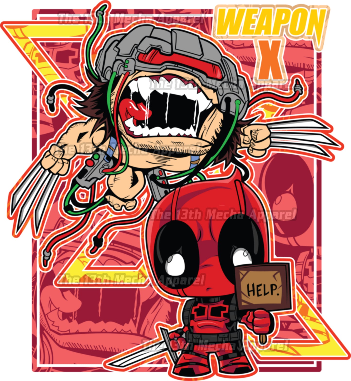 Marvel DC- Weapon X and Deadpool Premium Anime Design, High Quality DTF Print, 100% Cotton Shirt